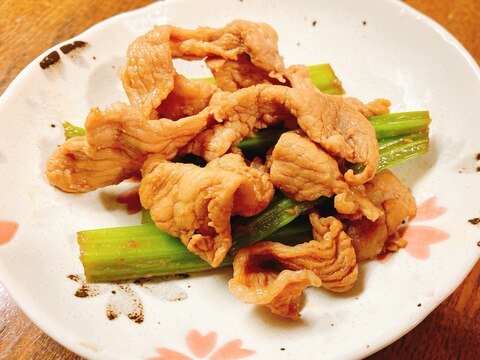 葉ごぼうと豚肉の甘辛炒め